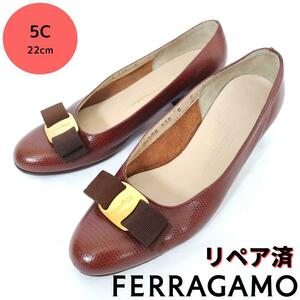 サルヴァトーレ・フェラガモ【Ferragamo】ヴァラ パンプス 茶