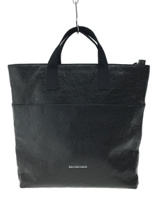 BALENCIAGA◆BALENCIAGA EXPLORER TOTE S/トートバッグ/羊革/ブラック