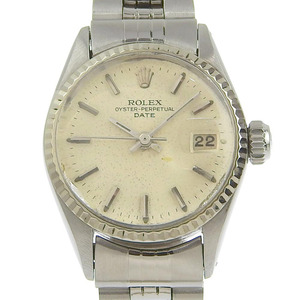 ROLEX ロレックス オイスターパーペチュアル デイト cal.1161 6517 腕時計 SS×WG 自動巻き レディース シルバー文字盤【N172423001】中古