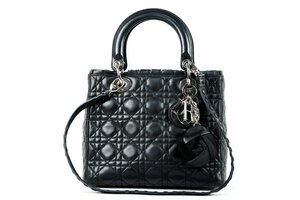 【超美品】Christian Dior クリスチャンディオール レザー レディディオール 2WAY ST付 ハンドバッグ【NU9】