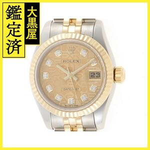 ROLEX 179173G 10Pダイヤモンドシャンパン彫りコンピューター文字盤 ステンレス／K18イエローゴールド 自動巻【472】SJ