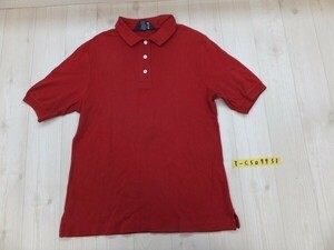 LANDS’END ランズエンド レディース リブ切り替え 半袖ポロシャツ 小さいサイズ XS 赤