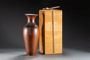 【善古堂】某有名収集家買取品 時代物 常滑 施釉陶 花瓶 花入 共箱 骨董品 古美術0216-21