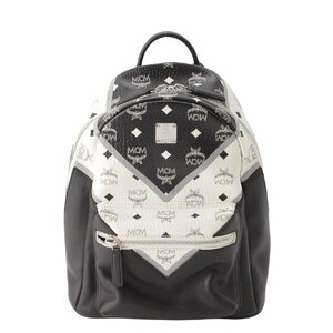 【エムシーエム】MCM　ヴィセトス 総柄 バックパック リュック MMK9SVE76BK001 ブラック×ホワイト 【中古】【正規品保証】198454