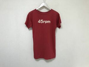 本物ヨンジュウゴアールピーエム45rpmコットンロゴプリント半袖Tシャツメンズビジネススーツアメカジサーフ1S赤レッド日本製