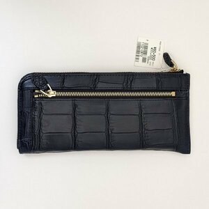 希望小売価格72%OFF☆クロコダイル光沢なし仕上げ・エルジ長財布（小銭入無・濃紺）◆国内仕入れ品