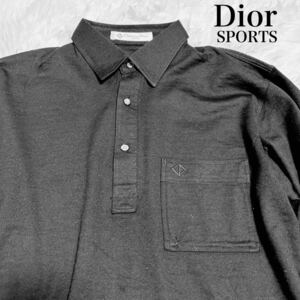クリスチャンディオール　ディオール　Dior　スポーツ　長袖ポロシャツ　黒　ヴィンテージ　古着　レトロ　シック　Mサイズ　メンズ