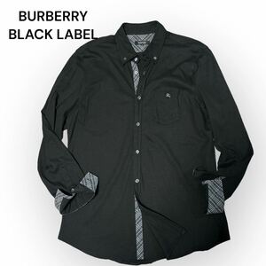 BURBERRY BLACK LABEL バーバリー ブラックレーベル　ポロシャツ　長袖　シャツ　コットンシャツ　ソフトシャツ　サイズ4 美品　XL 