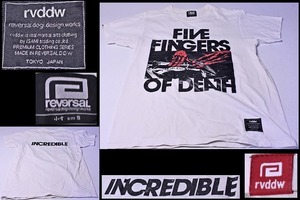 リバーサル★reversal★rvddw★FIVE FINGERS OF DEATH★INCREDIBLE★Tシャツ★白色★Sサイズ★格闘技★イサミ★中古品★襟元汚れあり★