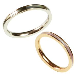 ステンレス ペアリング 指輪 2本セット 刻印 名入れ 無料 レーヴ reve 夢 シルバー＆ピンクゴールド ギフト【ring-0018】