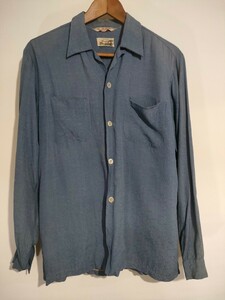 50s stradivari レーヨン 絣 オープンカラーシャツ　ビンテージ M USA製