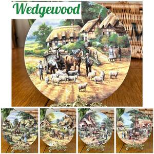 【航空便送料無料】Wedgewood ヴィンテージ　ウェッジウッド カントリーデイズ by Chris Howells 絵皿 飾り皿 5枚 イギリスの田舎