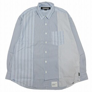 未使用品 23SS ネイバーフッド NEIGHBORHOOD STRIPE SHIRT LS マルチストライプ シャツ 長袖 スイッチング 切替 カットソー S 水色 白