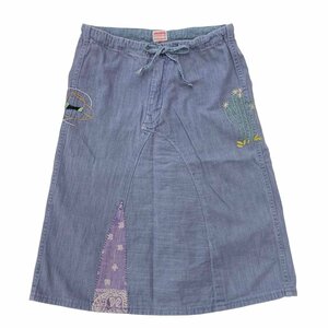 Used デニム&ダンガリー DENIM DUNGAREE スカート インディゴ 刺繍 ジュニア レディース ひざ丈 カジュアル 751807 中古 古着 ブルー系