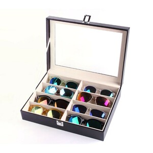 メガネ　サングラス　収納ボックス　８個　8本　収納　コレクション　ケース　収納ケース　展示　ディスプレイ　レザー風　おしゃれ
