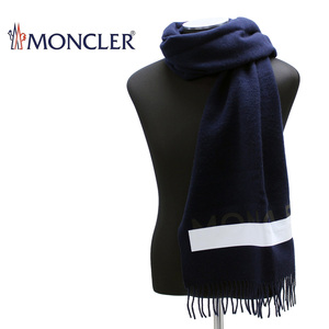 送料無料 134 MONCLER モンクレール SCIARPA ネイビー カシミヤ混合 ウール マフラー 3C70000 A0150