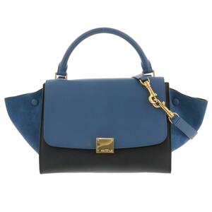 CELINE セリーヌ バッグ ショルダー/メッセンジャーバッグ 169543 Blue Leather/スエード トラペーズ 2way ショルダーバッグ