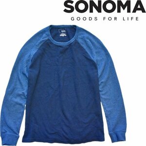 1点物◆ソノマSONOMA紺ツートン前Vサーマル長袖ロンTシャツ古着メンズXLレディースOKアメカジブランド90sストリート/スポーツ/レトロ371909