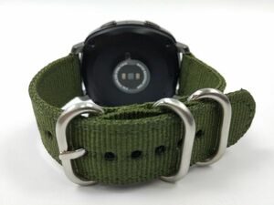 ナイロン製ミリタリーストラップ 交換用腕時計ベルト アーミーグリーン 18mm
