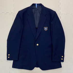 YT352-2 (中古) 栃木県 宇都宮短期大学附属高校 Bランク ブレザー 男子学生服 /指定品/180A/FUJIYACHT/紺/中学校/高校/男子学生/冬服