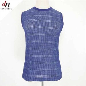 CARVEN カルヴェン knit tank top コットン ストレッチ ノースリーブ リブ ニット タンクトップ ベスト BLUE S