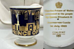 英国王室御用達 Coalport/コールポート 1969 Prince of Wales Investiture ゴブレット 金彩 カーナーヴォン城 used 未使用 コレクション