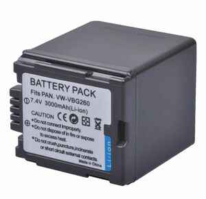 ◆送料無料◆パナソニックVW-VBG260互換バッテリー 3000mAh HDC-HS300P/HDC-HS300PC/HDC-HS350/HDC-HS700/HDC-HS700K/HDC-HS9 互換品