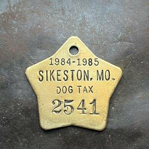 星型 ドッグタグUSA犬 認識票キーホルダー メタルプレートDIYチャームDOG TAXアクセサリーBrass首輪 コイン ペット真鍮 スター ビンテージ