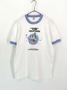 レディース 古着 80s USA製 SIGNAL 「THE TELETHON」 募金イベント プリント リンガー Tシャツ M 古着