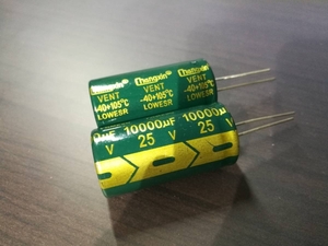 アルミ電解コンデンサ 10000uF 25V 低ESR Chongxin製 2個セット