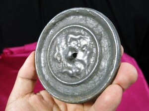 白銅四獣文鏡 中国　遺跡発掘品　副葬品　金工