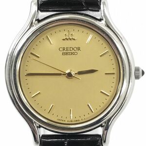 新品 SEIKO セイコー CREDOR クレドール 腕時計 4J81-0A40 クオーツ ヴィンテージ コレクション ゴールド レザー シンプル 新品電池 動作OK