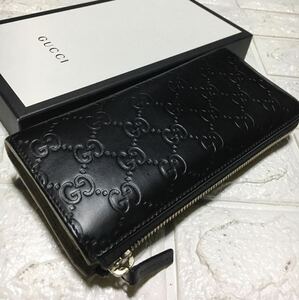 本物/鑑定済み／GUCCIシマL字ジップ長財布／シリアル番号295671