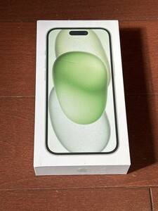 iPhone 15 の箱 充電ケーブル・シムスロットを開けるピン・アップルマークシール付き　グリーン