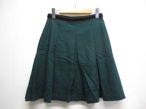 アンタイトル UNTITLED ウール100％ 台形 フレア スカート 2 深緑 ダークグリーン 裏地付き 日本製 レディース