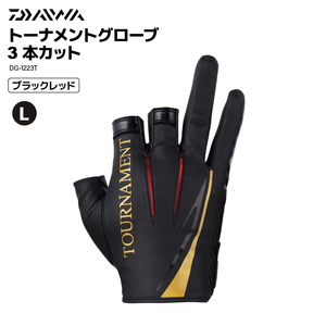 DAIWA トーナメントグローブ 3本カット DG-1223T ブラックレッド／L フィッシンググローブ 手袋