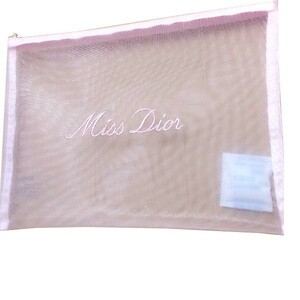 【CU】DIOR　ディオール コスメ　ポーチ　ピンク　メッシュ大判MISSDIORロゴ化粧ビューティdior-pouch-pink-miss　旅行トラベル収納【新品