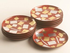【流】時代 金銀泊画 菓子皿十客 DH951
