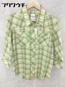 ◇ REVOLVER リボルバー チェック 七分袖 シャツ 40サイズ グリーン マルチ メンズ