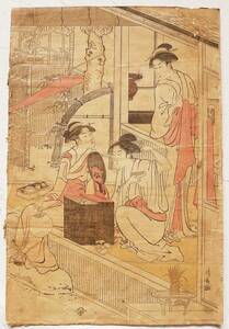◆浮世絵『 鳥居清長 美人図 』江戸時代 彩色木版画 中国唐物唐画