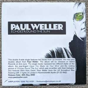 Paul Weller-Echoes Round The Sun★英プロモ・オンリー紙ジャケ2曲入りCDシングル/The Jam/Mods
