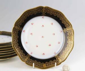 　 Limoges 　　豪華金彩・プレート21ｃｍ 濃紺・金彩　 (1級品)　＝1枚分 