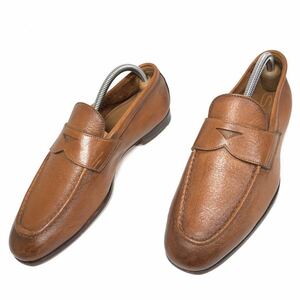 【サントーニ】本物 Santoni 靴 26cm 茶 コインローファー スリッポン ビジネスシューズ 本革 レザー 男性用 メンズ イタリア製 7 D