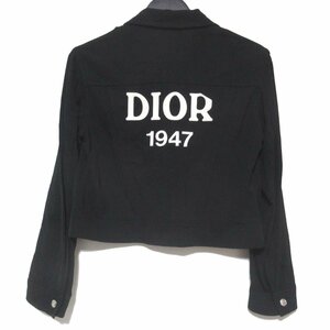 美品 01AW Christian Dior クリスチャンディオール ガリアーノ期 バックロゴ フロッキープリント トラッカージャケット F36 ブラック