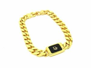 1円 ChristianDior クリスチャンディオール ヴィンテージ ブレスレット アクセサリー レディース ゴールド系×ブラック系 AX4097