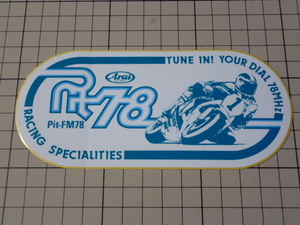 Arai Pit-FM78 ステッカー 当時物 です(148×67mm) TUNE IN ! YOUR DIAL 78MHz RACING SPECIALITIES アライ