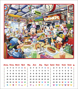 ずっと使えるパズル×カレンダー2302-03,ミッキー・ダイナー