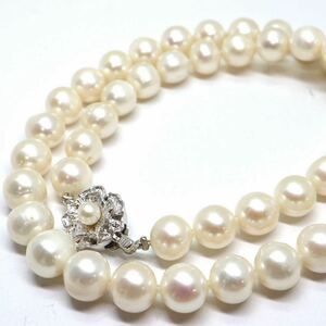 大珠!!《本真珠ネックレス》A 約9.0-10.0mm珠 約53.5g 約45cm pearl necklace jewelry EA1/ZZ