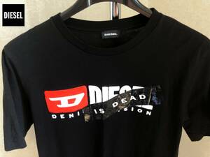 ●最強 DIESEL ディーゼル フロントロゴ プリント TEE Tシャツ ブラック サイズM程 即決 即納 55DSL ブラックゴールド●0