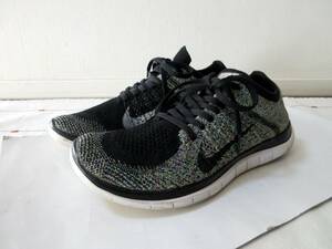 NIKE WMNS FREE 4.0 FLYKNIT ナイキ ウィメンズ フリーフライニット レディース 黒 グリーン系 24.5cm スニーカー　631050-003 US7.5